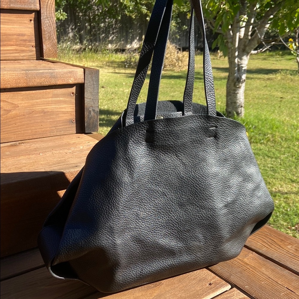 Black Leather like Tote Bag purse. Zara basic collection